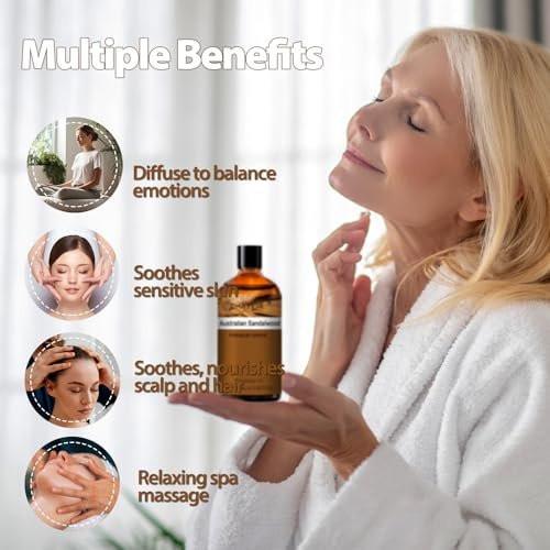 PHATOIL Reines ätherisches Öl – Australisches Sandelholz 100 ml für Haarpflege, Nagelpflege, Hautpflege, Aromatherapie, DIY Kerzen- und Seifenherstellung