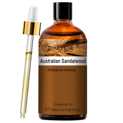 PHATOIL Reines ätherisches Öl – Australisches Sandelholz 100 ml für Haarpflege, Nagelpflege, Hautpflege, Aromatherapie, DIY Kerzen- und Seifenherstellung