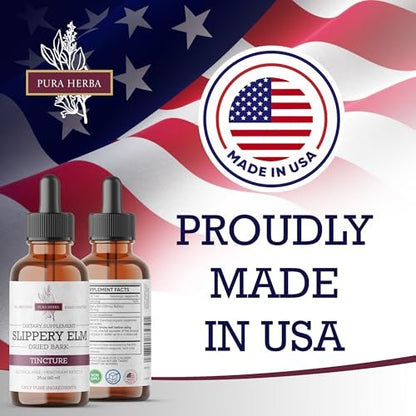 Pura Herba Ulmenrinde (Slippery Elm) Tropfen – Alkoholfrei | Ulmus Rubra Flüssigextrakt | Pflanzliche Unterstützung für Verdauung & Hals | Beruhigende Schleimstoff-Formel – 60 ml