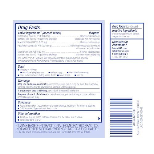 Boiron SleepCalm Tabletten – 100 Stück für tiefen, erholsamen Schlaf – Melatoninfrei und nicht gewohnheitsbildend