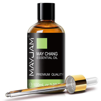 MAYJAM May Chang (Litsea Cubeba) Reines ätherisches Öl 100 ml – 3,38 FL.OZ für Massage, Hautpflege, Haarpflege, Diffuser, Kerzen- und Seifenherstellung