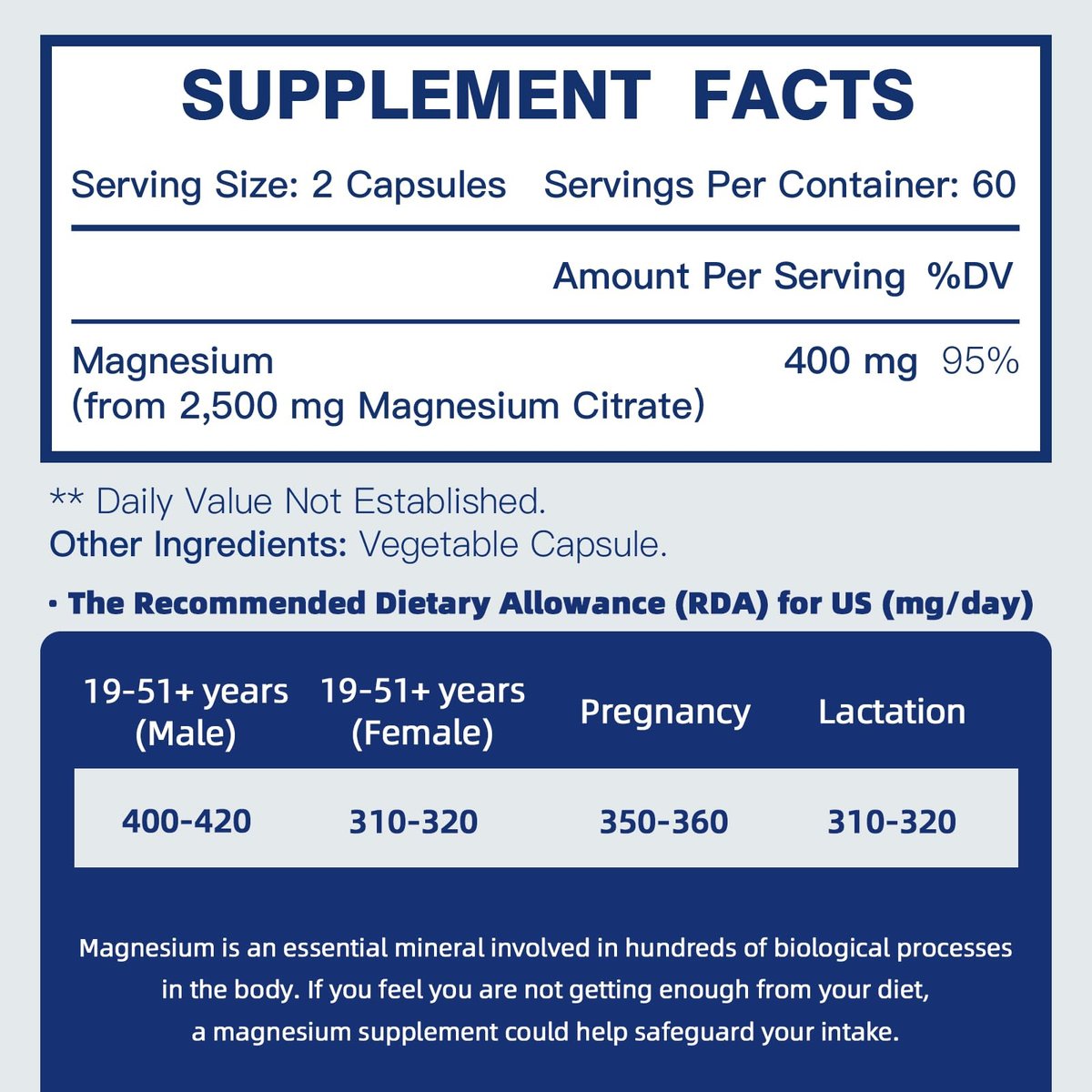 DRFOSTER Magnesiumcitrat Kapseln – Hochdosiertes reines Magnesium 400 mg für Verstopfung, Schlaf, Muskeln & Herz – Non-GMO 110 vegane Kapseln