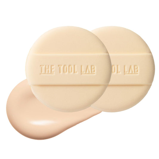 THE TOOL LAB Langlebiger Make-up-Schwamm (Rund) – Koreanischer Olive Young Puff für flüssige Foundation, Cushion, Contouring und Rouge – 5-lagiger Memory-Schaum für extra Deckkraft – 5,3 cm