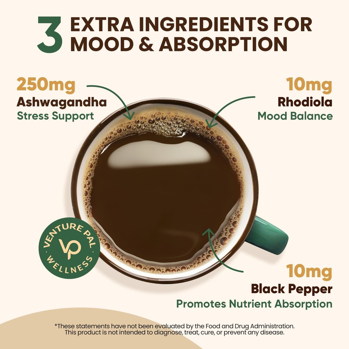 Venture Pal 16-in-1 Pilzpulver (90 Portionen) – 1.730 mg Kaffee-Alternative mit Ashwagandha, Löwenmähne, Chaga & mehr | 100 % Fruchtkörper | Unterstützt Immunsystem, Fokus & Energie