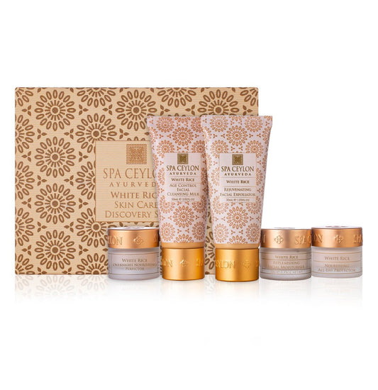 SPA CEYLON WHITE RICE SKIN CARE DISCOVERY SET – Reisegröße Gesichtspflege Set, Bio, für normale bis ölige Haut