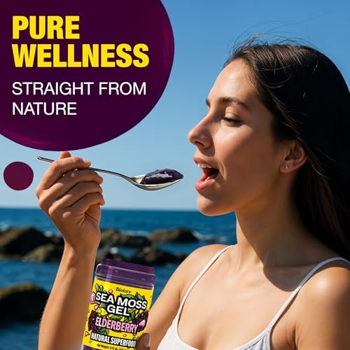 Biolore Elderberry Sea Moss Gel 8oz – Wildcrafted Seamoss, Ohne Zuckerzusatz, Vegan, Hergestellt in den USA – Elderberry Sea Moss Aufstrich & Superfood Spread