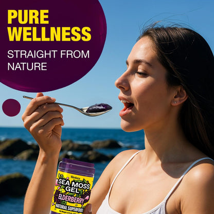Biolore Elderberry Sea Moss Gel 8oz – Wildcrafted Seamoss, Ohne Zuckerzusatz, Vegan, Hergestellt in den USA – Elderberry Sea Moss Aufstrich & Superfood Spread