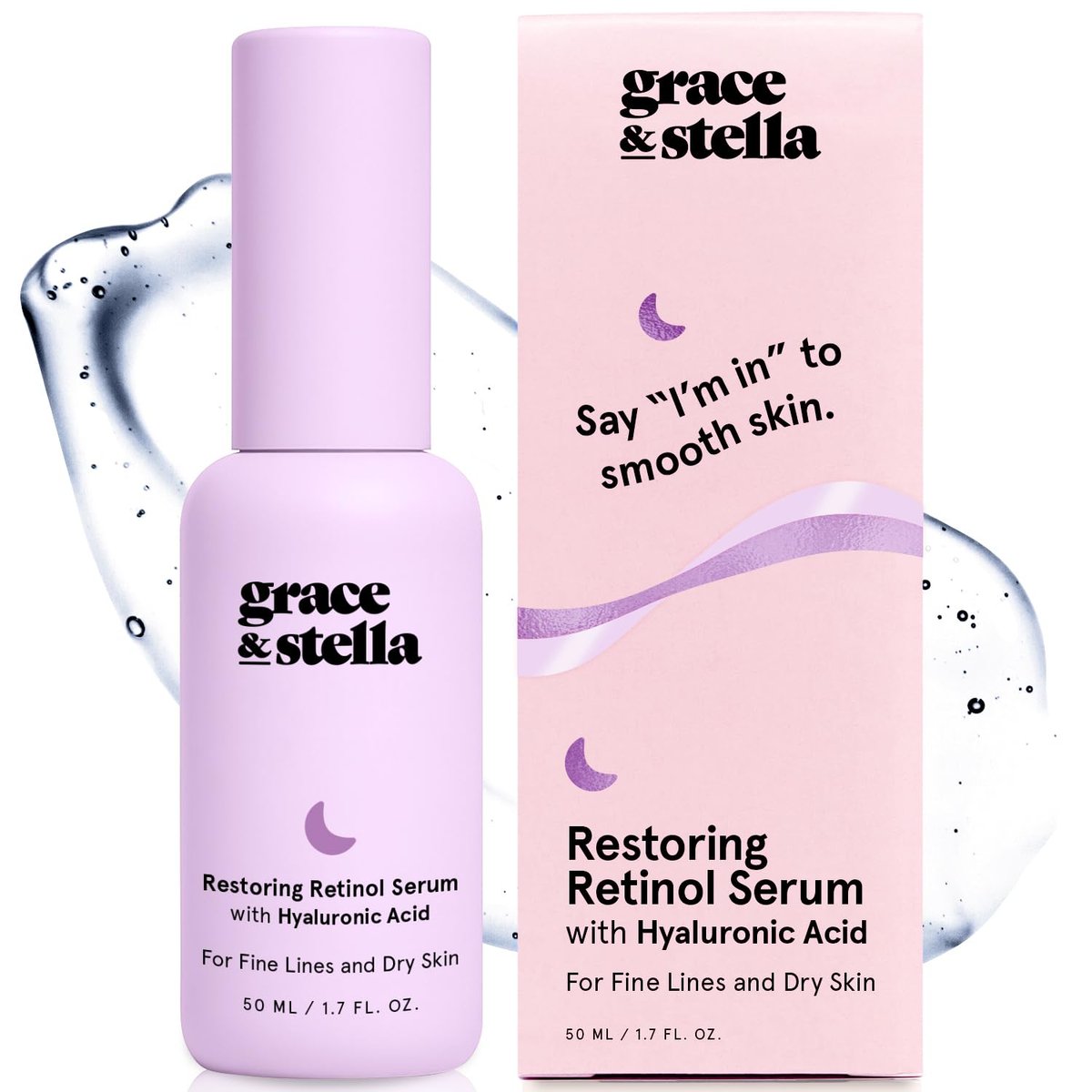 grace & stella Retinol Serum mit Hyaluronsäure (50 ml) - Faltenreduzierendes Serum für das Gesicht - Vegan