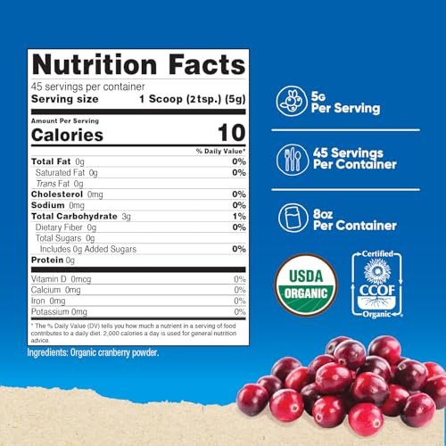 Nutricost Bio-Cranberrypulver, 227 g, 5 g pro Portion – Ohne Gentechnik, Glutenfrei