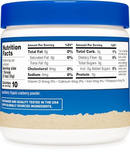 Nutricost Bio-Cranberrypulver, 227 g, 5 g pro Portion – Ohne Gentechnik, Glutenfrei