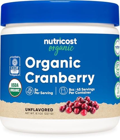 Nutricost Bio-Cranberrypulver, 227 g, 5 g pro Portion – Ohne Gentechnik, Glutenfrei