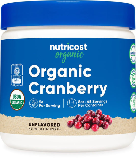 Nutricost Bio-Cranberrypulver, 227 g, 5 g pro Portion – Ohne Gentechnik, Glutenfrei