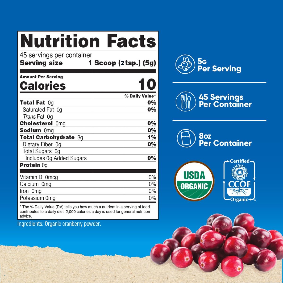 Nutricost Bio-Cranberrypulver, 227 g, 5 g pro Portion – Ohne Gentechnik, Glutenfrei