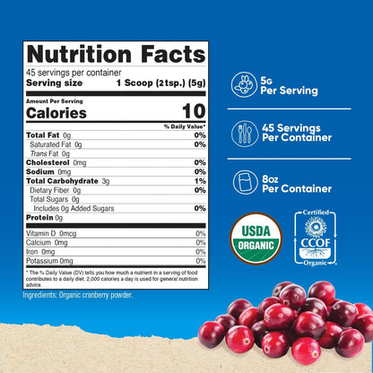 Nutricost Bio-Cranberrypulver, 227 g, 5 g pro Portion – Ohne Gentechnik, Glutenfrei