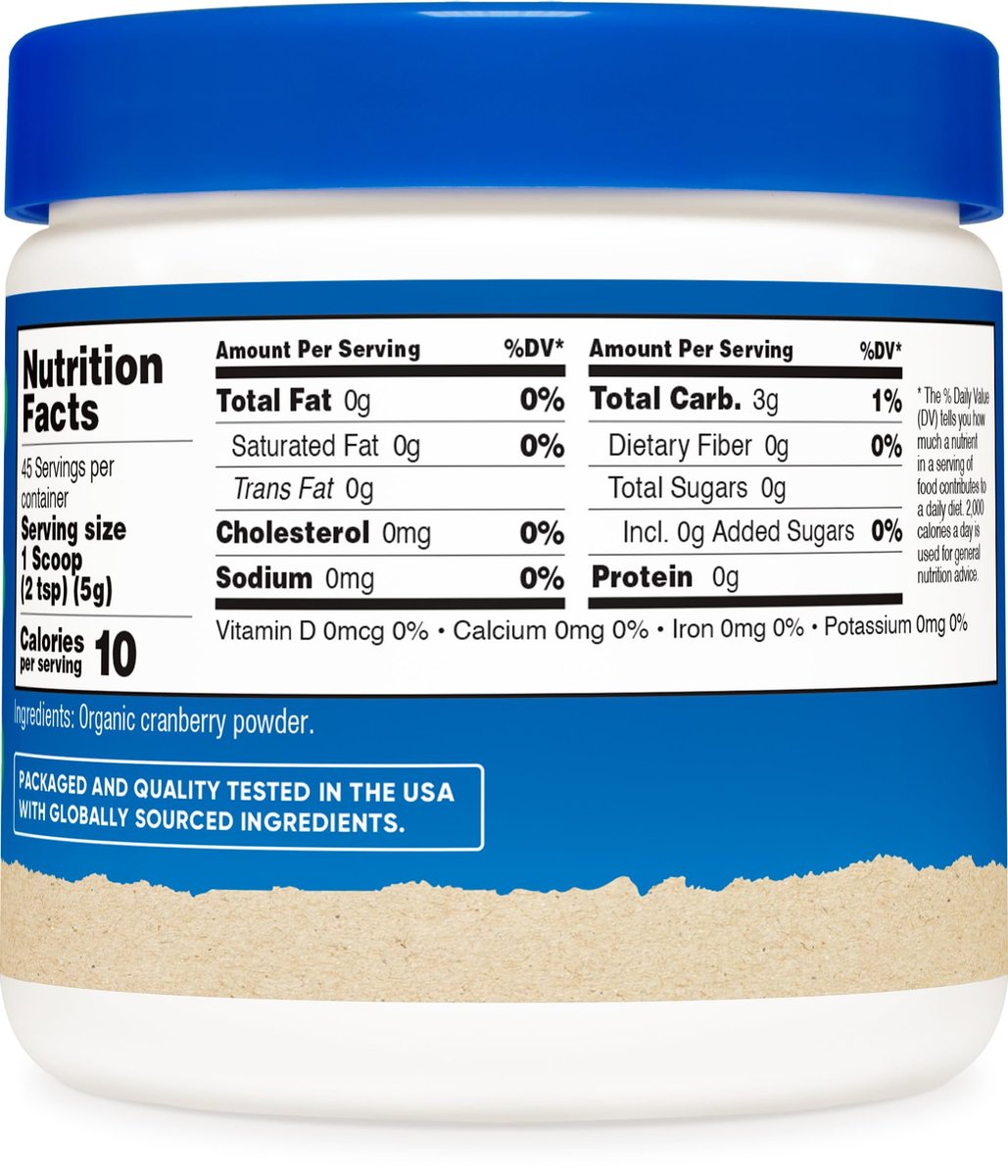 Nutricost Bio-Cranberrypulver, 227 g, 5 g pro Portion – Ohne Gentechnik, Glutenfrei
