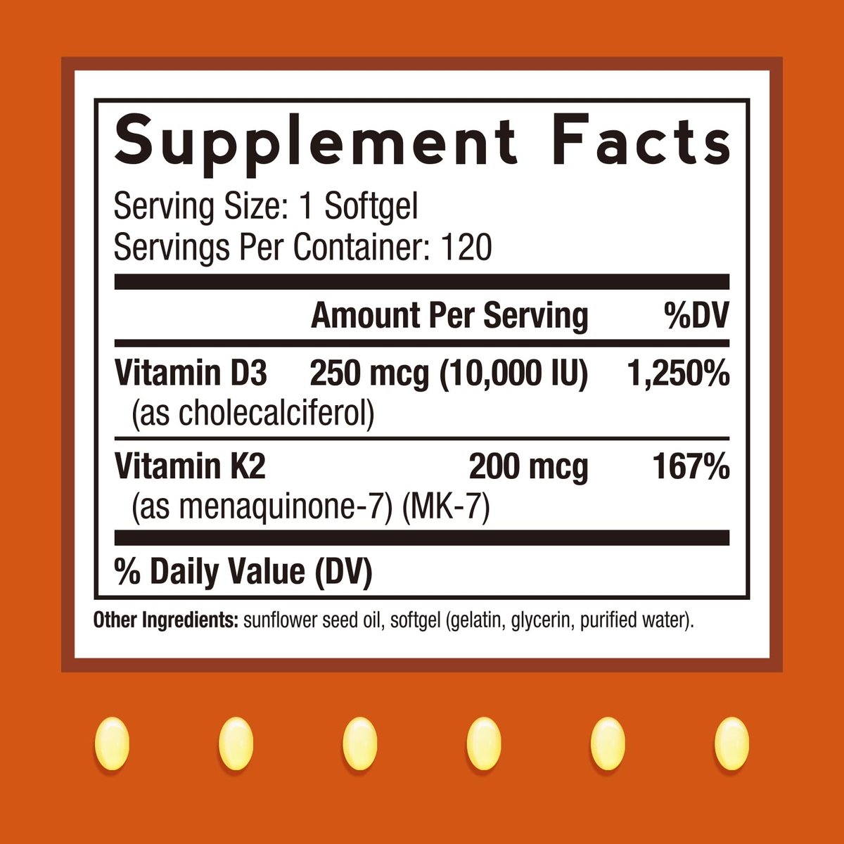 Doctor's Recipes Vitamin D3 K2, 10.000 IE, 200 mcg, MK-7, Starke Knochendichte, Zähne, Immunsystem, Herzunterstützung, Energie, Calciumaufnahme, Ohne Soja & Gluten, Nicht-GVO, 120 Weichkapseln