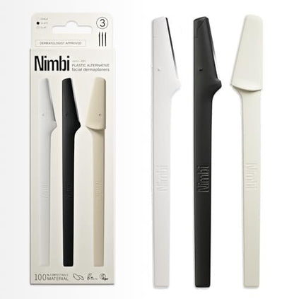 Nimbi Dermaplane Rasierer | Präziser Augenbrauenformer, Gesichtshaarentfernung für Frauen & Peeling | Professionelles Dermaplaning-Werkzeug für das Gesicht | Plastikfrei - 3 Stück