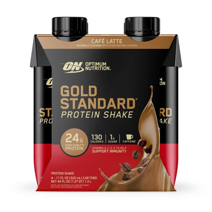 Optimum Nutrition Gold Standard Protein Shake – 24 g Protein, Fertiggetränk, Glutenfrei, Café Latte, 11 Fl Oz (12er-Pack)