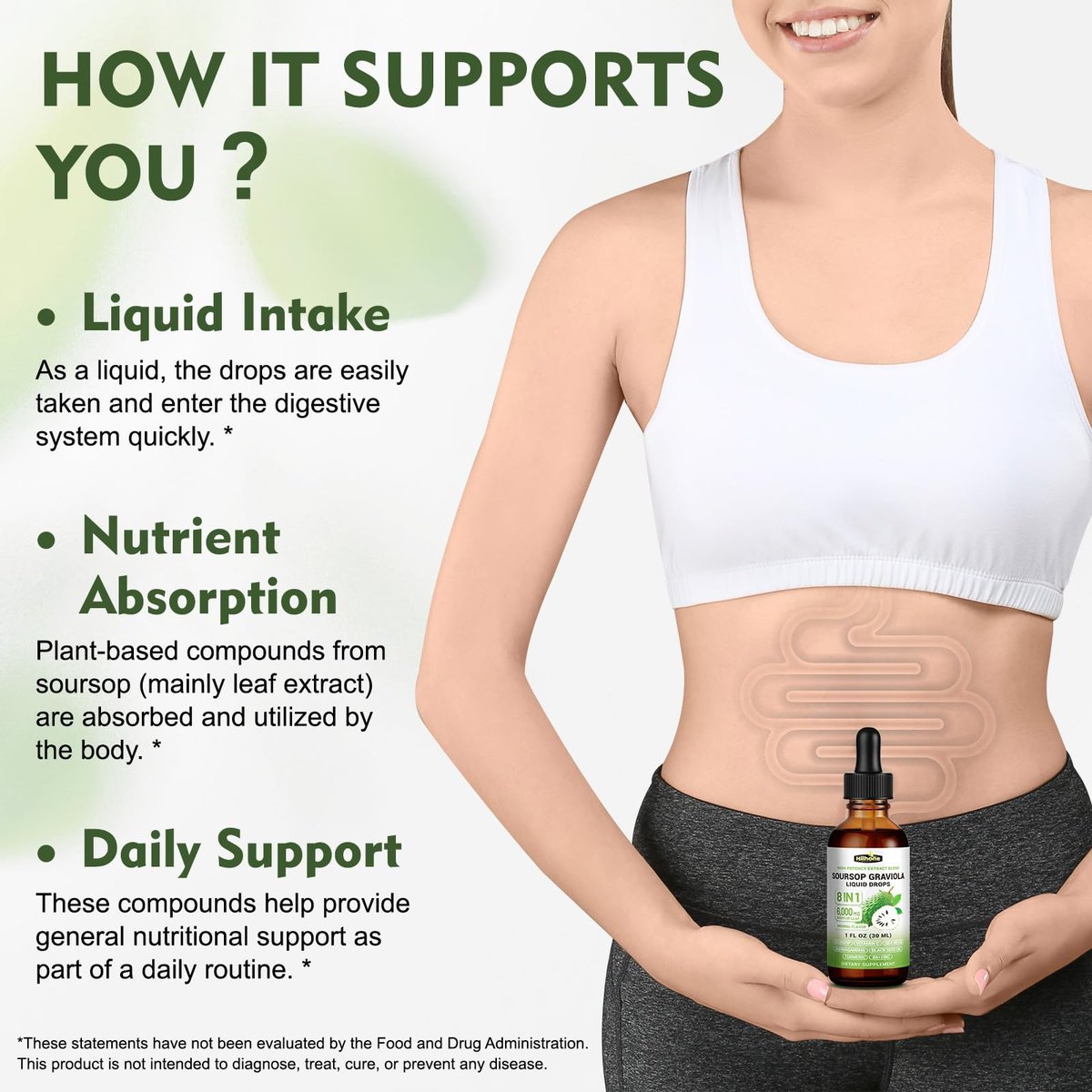 8-in-1 Graviola Soursop Blattextrakt Flüssig - Soursop Bitters mit Seemoos, Ashwagandha und Kurkuma für Immunsystem, Leber, Schlaf, Antioxidantien & Zellunterstützung, 30 ml