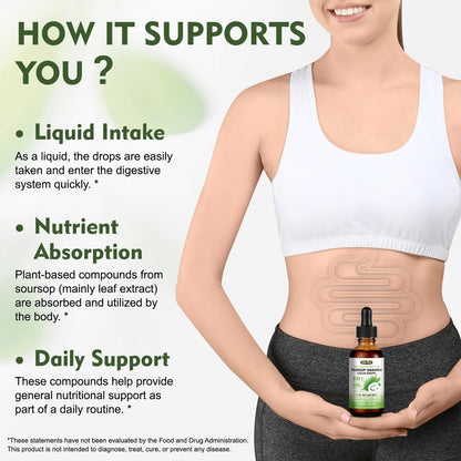 8-in-1 Graviola Soursop Blattextrakt Flüssig - Soursop Bitters mit Seemoos, Ashwagandha und Kurkuma für Immunsystem, Leber, Schlaf, Antioxidantien & Zellunterstützung, 30 ml