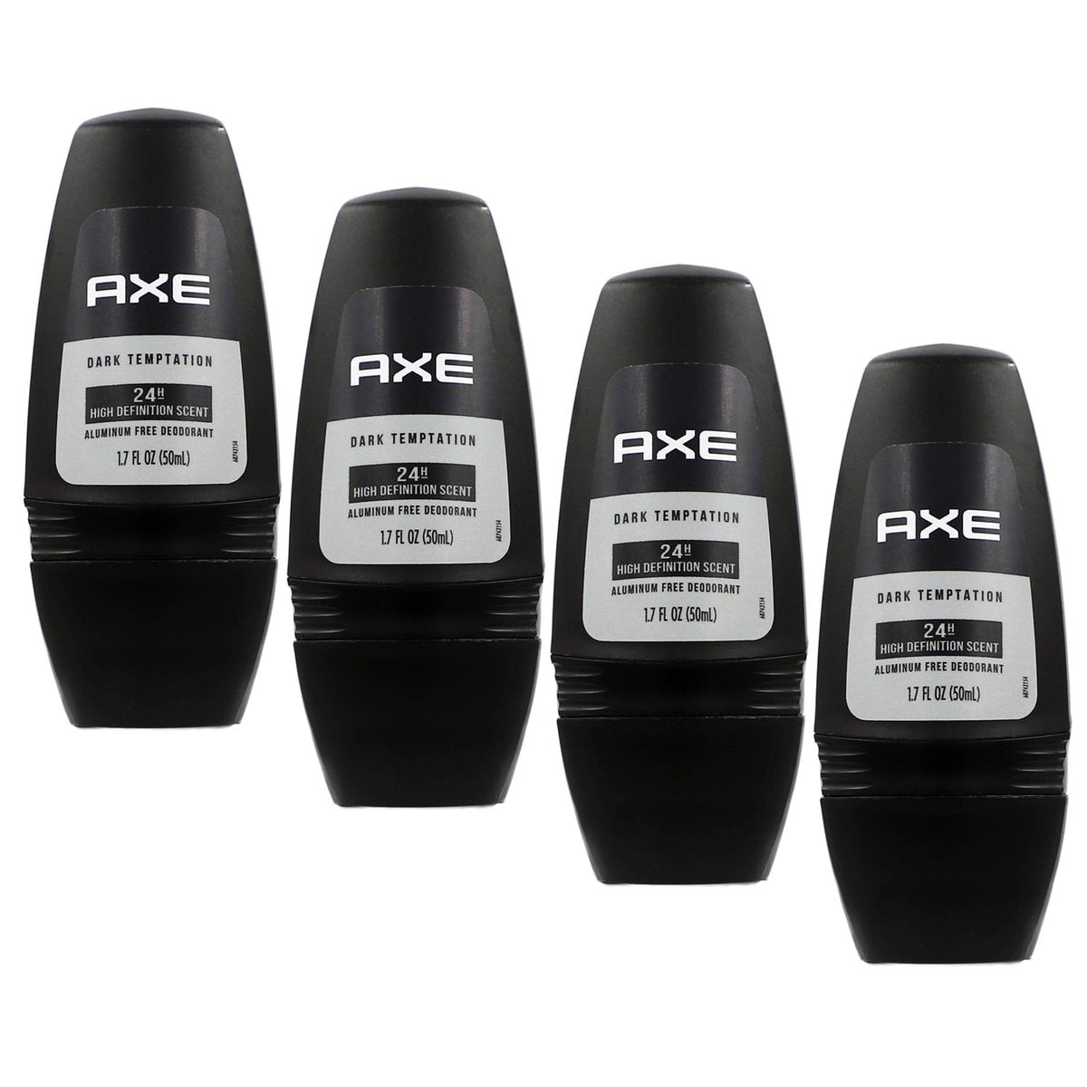 Axe Dark Temptation Roll-on Deodorant, Schwarz, 50 ml, Pack mit 4 Stück, Lang anhaltender Schutz