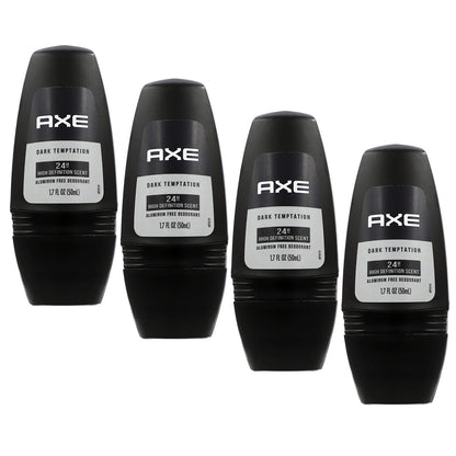 Axe Dark Temptation Roll-on Deodorant, Schwarz, 50 ml, Pack mit 4 Stück, Lang anhaltender Schutz