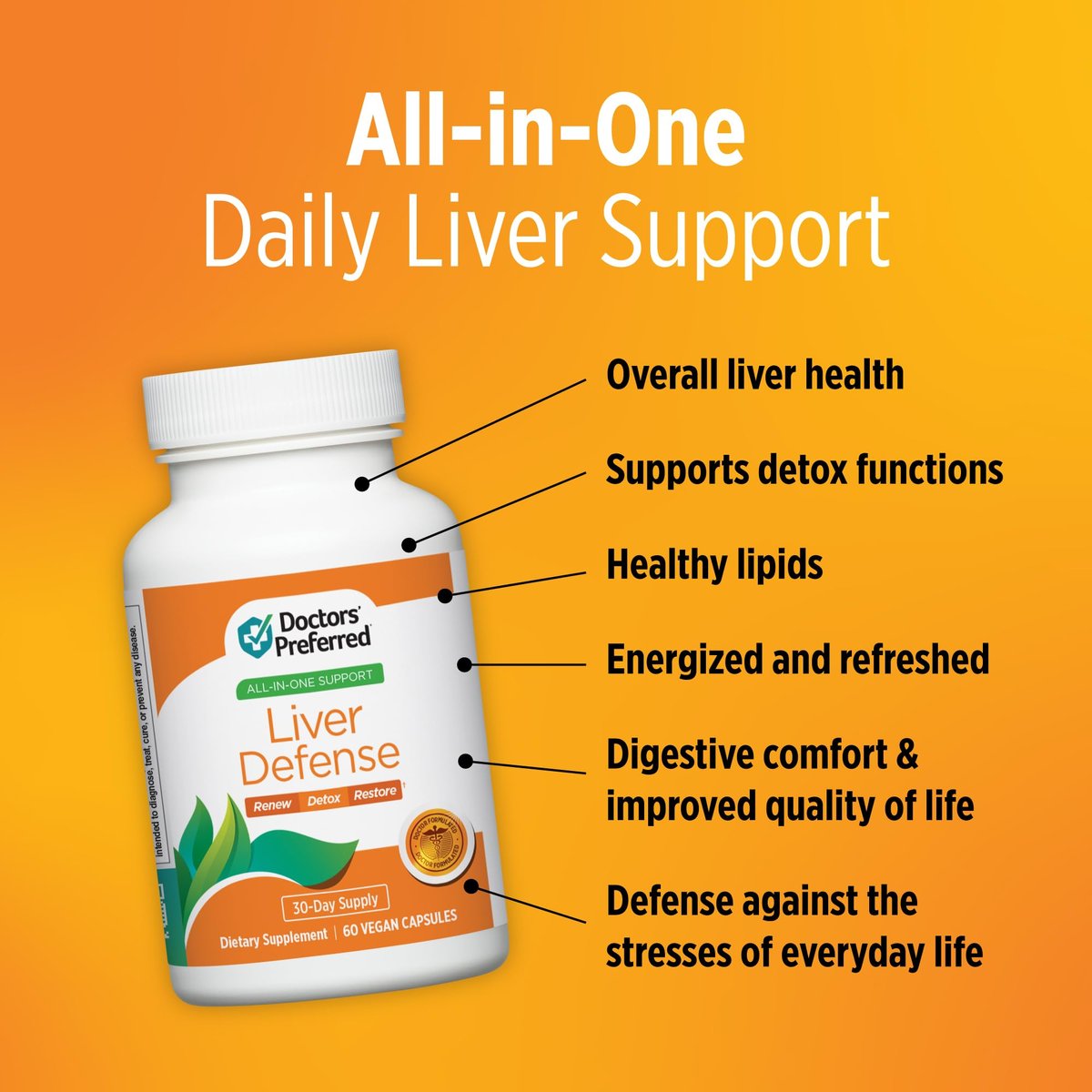 DOCTORS' PREFERRED Liver Defense mit Mariendistel | 60 Kapseln