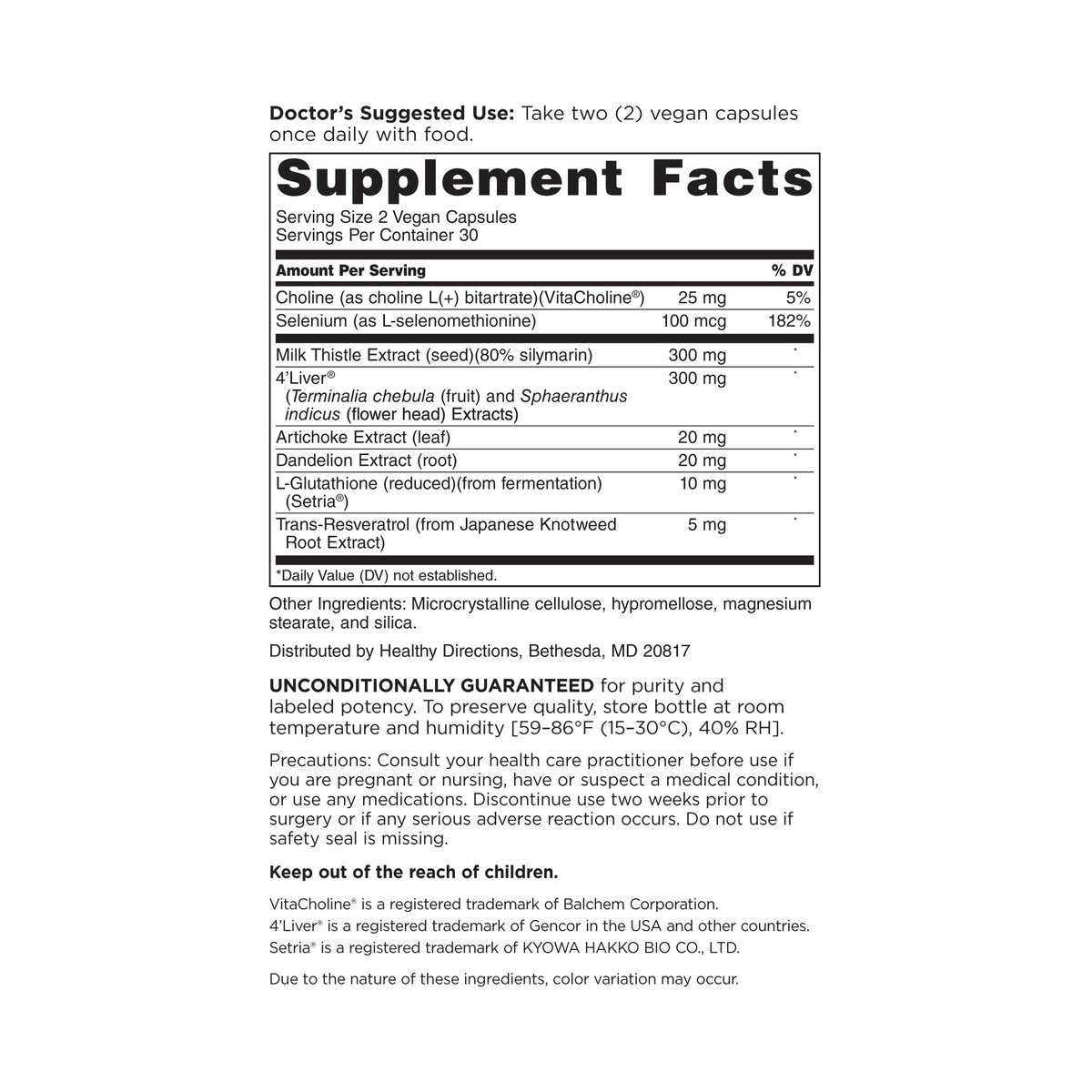 DOCTORS' PREFERRED Liver Defense mit Mariendistel | 60 Kapseln