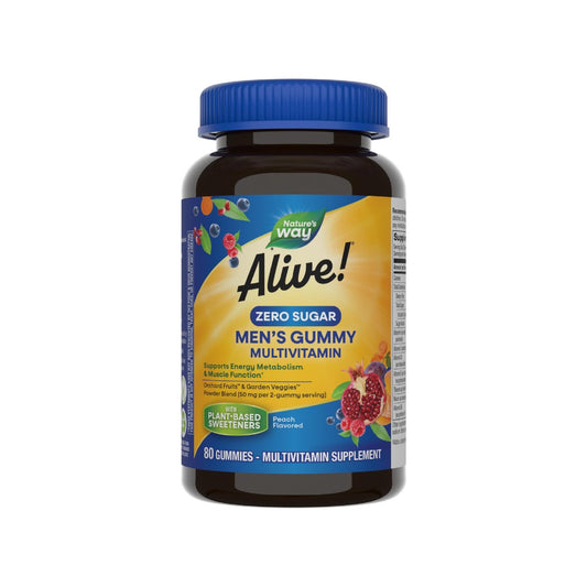 Nature's Way Alive! Zero Sugar Männer Multivitamin Gummis – Energie & Muskelfunktion*, Pfirsichgeschmack, 80 Gummis