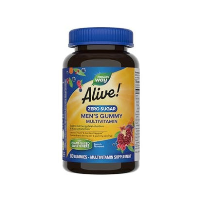 Nature's Way Alive! Zero Sugar Männer Multivitamin Gummis – Energie & Muskelfunktion*, Pfirsichgeschmack, 80 Gummis