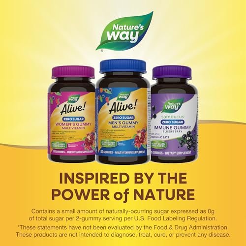 Nature's Way Alive! Zero Sugar Männer Multivitamin Gummis – Energie & Muskelfunktion*, Pfirsichgeschmack, 80 Gummis