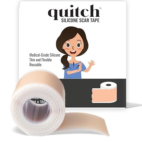 Quitch Silikon-Narbenpflaster für chirurgische Narben – Narbenband aus Silikon, C-Section Recovery Must Haves, Tummy Tuck Recovery, Postpartum Essentials Narbenbehandlung (Nude) 4x150cm