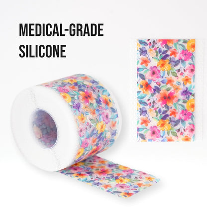 Quitch Silikon-Narbenpflaster für chirurgische Narben, Silikon-Narbenband, C-Section Recovery Must Haves, Tummy Tuck Recovery Must Haves, Postpartum Essentials Narbenbehandlung (Floral) 4x150cm