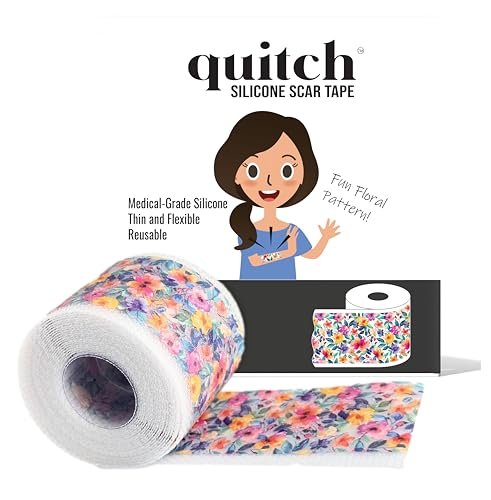 Quitch Silikon-Narbenpflaster für chirurgische Narben, Silikon-Narbenband, C-Section Recovery Must Haves, Tummy Tuck Recovery Must Haves, Postpartum Essentials Narbenbehandlung (Floral) 4x150cm