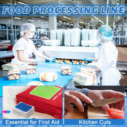 Geiserailie 120 Stück blaue erkennbare Pflaster für Lebensmittelindustrie, gewebte Fingerspitzen-Pflaster, wasserdicht, flexibel, mit nicht haftendem Pad, latexfrei, Catering-Erste-Hilfe-Set, Wundversorgung (5 x 7,5 cm, rechteckig)