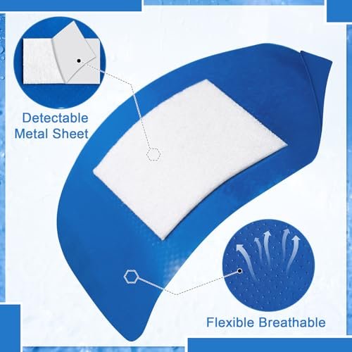 Geiserailie 120 Stück blaue erkennbare Pflaster für Lebensmittelindustrie, gewebte Fingerspitzen-Pflaster, wasserdicht, flexibel, mit nicht haftendem Pad, latexfrei, Catering-Erste-Hilfe-Set, Wundversorgung (5 x 7,5 cm, rechteckig)