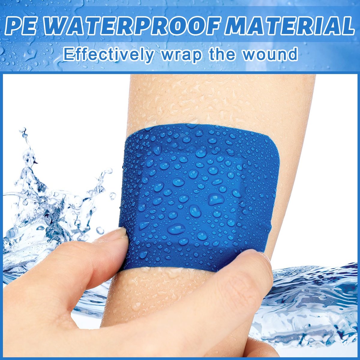 Geiserailie 120 Stück blaue erkennbare Pflaster für Lebensmittelindustrie, gewebte Fingerspitzen-Pflaster, wasserdicht, flexibel, mit nicht haftendem Pad, latexfrei, Catering-Erste-Hilfe-Set, Wundversorgung (5 x 7,5 cm, rechteckig)