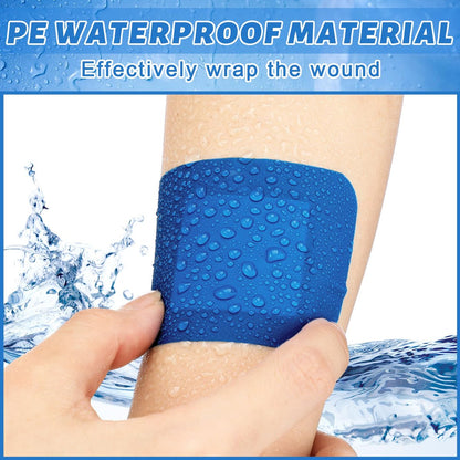 Geiserailie 120 Stück blaue erkennbare Pflaster für Lebensmittelindustrie, gewebte Fingerspitzen-Pflaster, wasserdicht, flexibel, mit nicht haftendem Pad, latexfrei, Catering-Erste-Hilfe-Set, Wundversorgung (5 x 7,5 cm, rechteckig)
