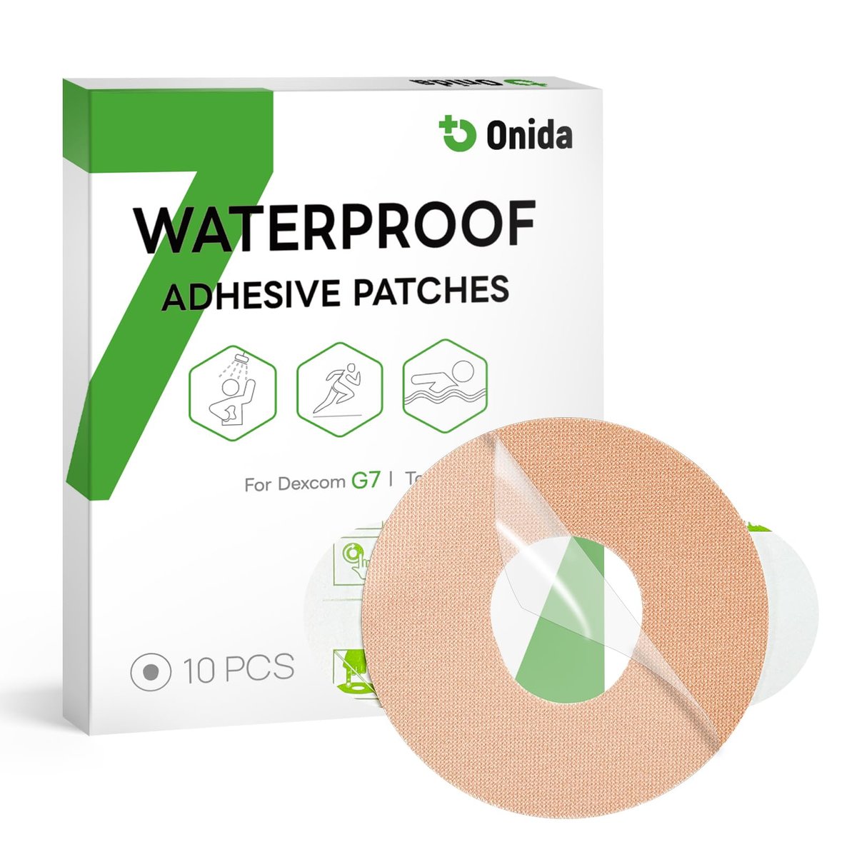 Onida Dexcom G7 & Stelo Haftpflaster 10 Stück – Vorgeschnittene, wasserdichte Überpflaster für kontinuierliche Glukosemonitore