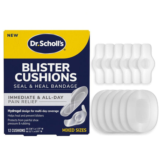 Dr. Scholl’s Blister Cushions Seal & Heal Bandage für Füße, Zehen, Fersen & Hände, 12 Stück - Blasenpflaster mit Hydrogel-Technologie, wasserabweisend