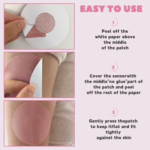 Nepia 30 Stück Rosa CGM-Sensor-Pflaster | Wasserdichte Klebepflaster für Dexcom G7/Libre 1 2 3/Enlite | 14 Tage langanhaltender Schutz | Schweißresistente Sensorabdeckungen für aktiven Lebensstil