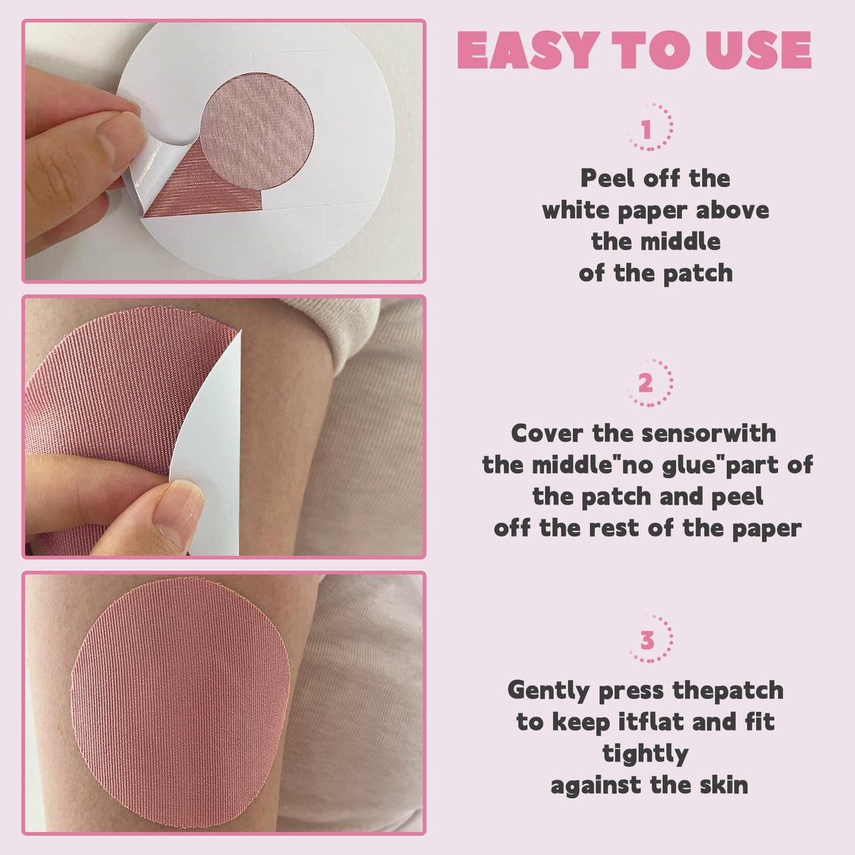 Nepia 30 Stück Rosa CGM-Sensor-Pflaster | Wasserdichte Klebepflaster für Dexcom G7/Libre 1 2 3/Enlite | 14 Tage langanhaltender Schutz | Schweißresistente Sensorabdeckungen für aktiven Lebensstil