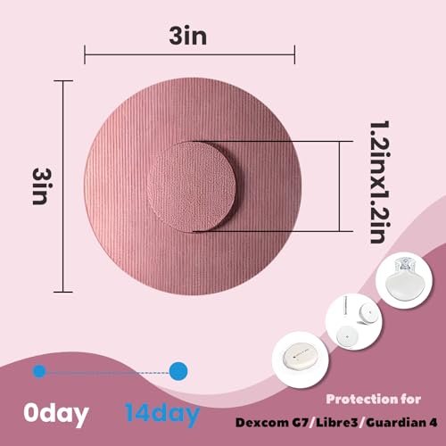 Nepia 30 Stück Rosa CGM-Sensor-Pflaster | Wasserdichte Klebepflaster für Dexcom G7/Libre 1 2 3/Enlite | 14 Tage langanhaltender Schutz | Schweißresistente Sensorabdeckungen für aktiven Lebensstil