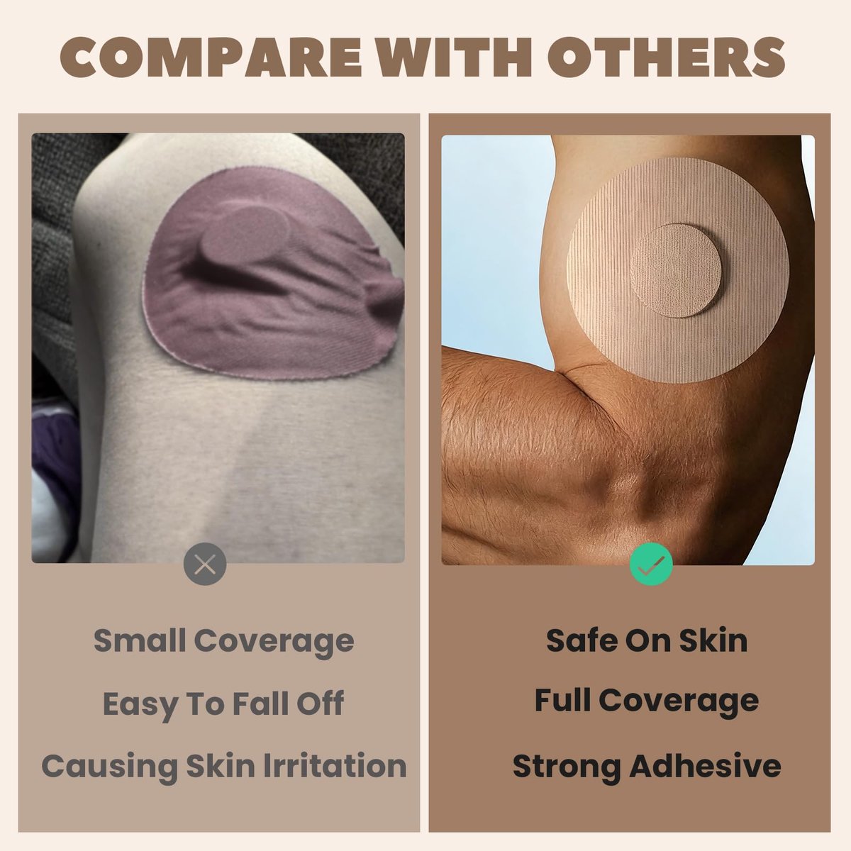 Nepia 30 Stück Hautfarbene CGM-Sensor-Pflaster | Wasserdichtes Klebeband für Dexcom G7/Libre 1 2 3/Enlite | 14 Tage Langzeitschutz | Schweißresistente Sensorabdeckungen für aktiven Lebensstil