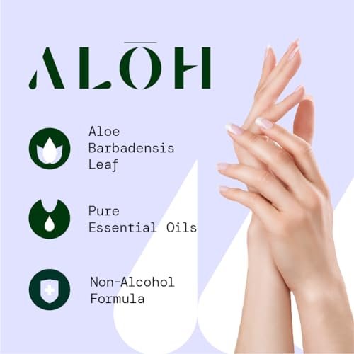 ALŌH Skin- Softening Sanitizing Hand Wipes – Lavender Rosewood + Aloe – 1 Box mit 20 einzeln verpackten Tüchern