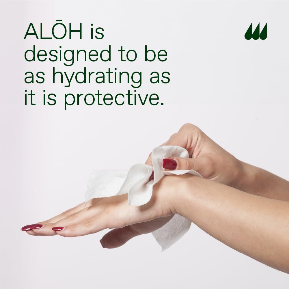 ALŌH Skin- Softening Sanitizing Hand Wipes – Lavender Rosewood + Aloe – 1 Box mit 20 einzeln verpackten Tüchern