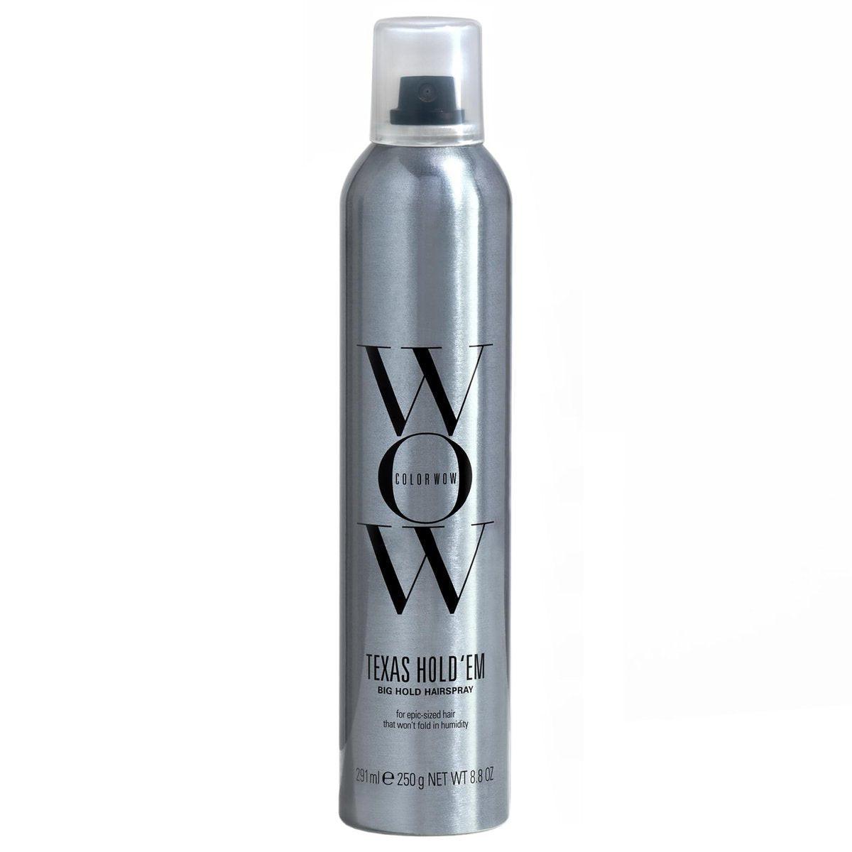 COLOR WOW Texas Hold 'Em Big Hold Haarspray – Extra starker Halt für den ganzen Tag, Hitzeschutz + UV-Schutz, Anti-Feuchtigkeit, kein Verkleben oder Flusen, bürstbarer Halt, 260 ml