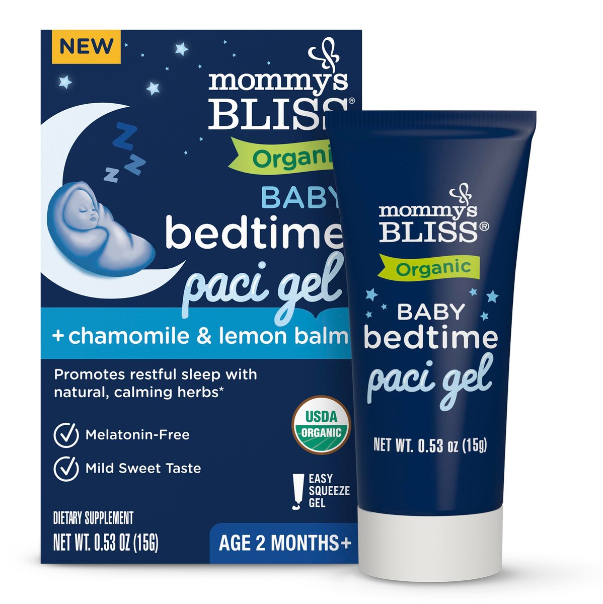 Mommy's Bliss Bio Baby Schlafberuhigungsgel für den Schnuller, Fördert erholsamen Schlaf*, Ohne Melatonin, Ab 2 Monaten, 0,53 Fl Oz