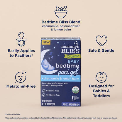 Mommy's Bliss Bio Baby Schlafberuhigungsgel für den Schnuller, Fördert erholsamen Schlaf*, Ohne Melatonin, Ab 2 Monaten, 0,53 Fl Oz