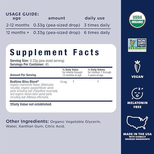 Mommy's Bliss Bio Baby Schlafberuhigungsgel für den Schnuller, Fördert erholsamen Schlaf*, Ohne Melatonin, Ab 2 Monaten, 0,53 Fl Oz